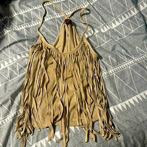 Fringe suede tank top